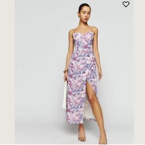 NWOT Reformation Kourtney Dress in Countryside Purple midi Floral Print sz 10